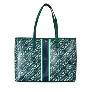 TORY BURCH GEMINI LINK CANVAS TOTE HANDBAG green
